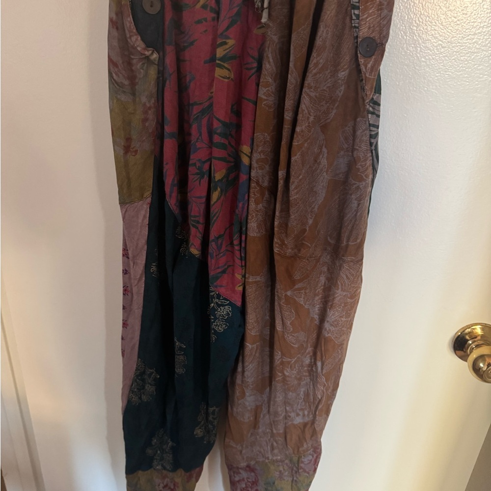 Sacred Threads Multicolor Patchwork Overalls NEW - image 5